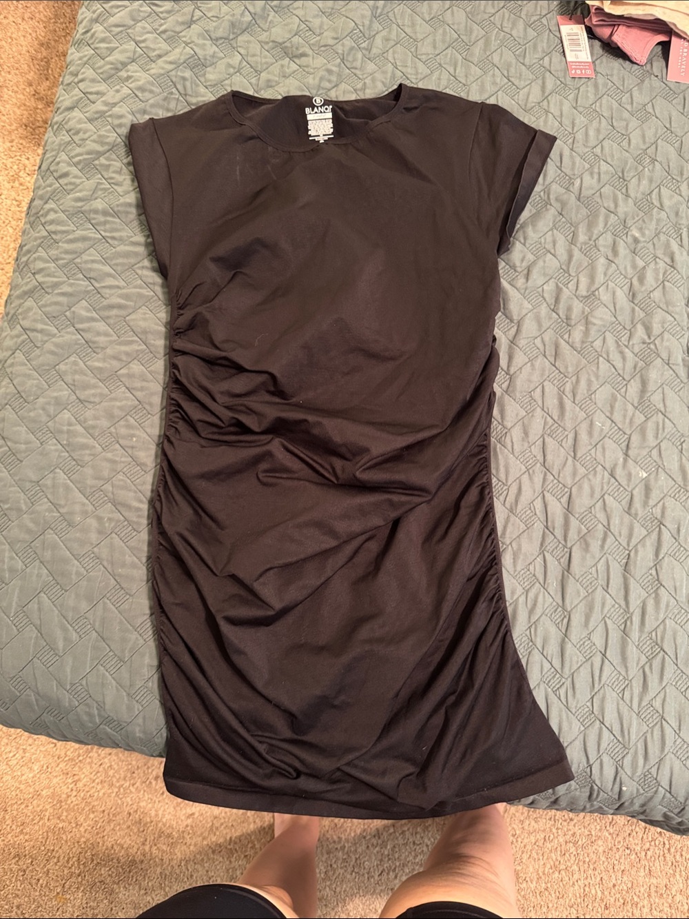 Maternity Black Ruched-Side T-Shirt Dress